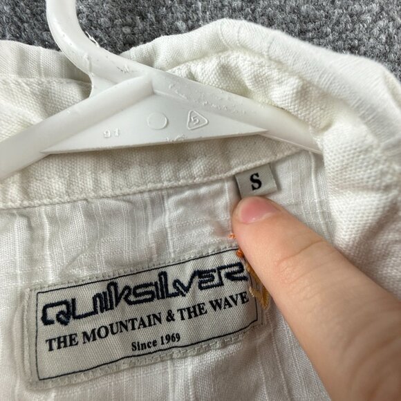 Quiksilver Check Short Sleeve Cotton Small White Shirt Surf Button Up Mens Adult - Picture 10 of 13